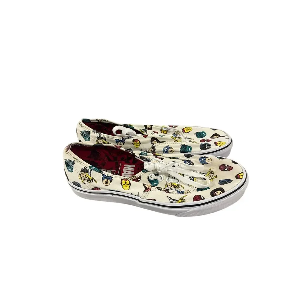 Vans x Marvel Authentic Canvas Sneakers White Comic Print Women’s